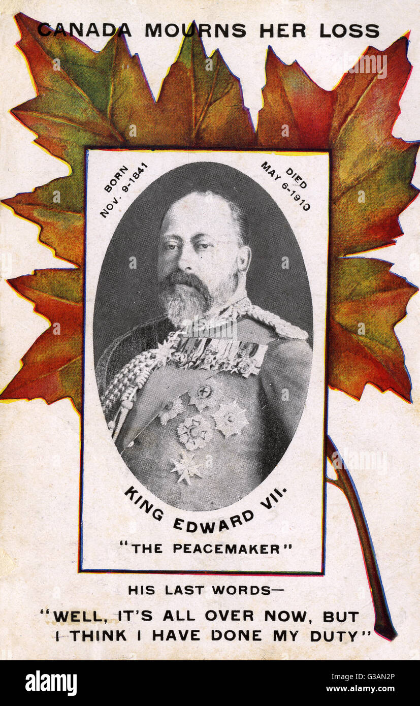 Kanadische Postkarte trauert um Edward VII Stockfoto