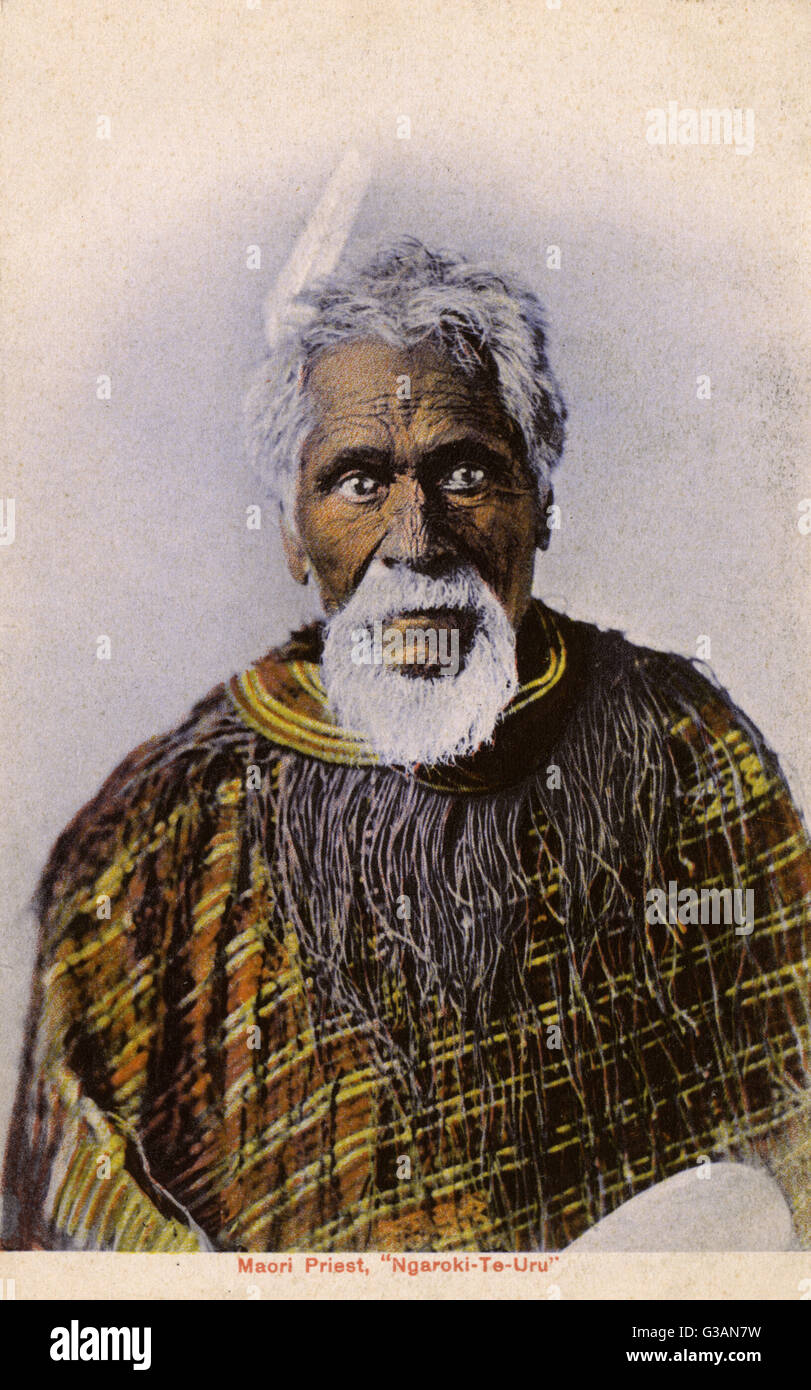 Ngaroki Te Uru, ein Maori Heiliger Mann - Neuseeland Stockfoto