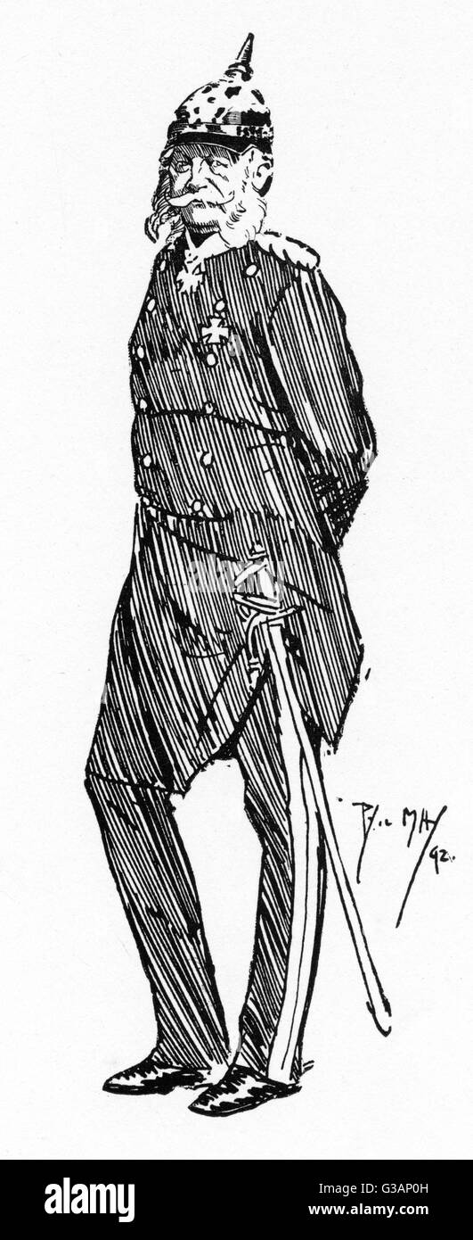 Deutscher Kaiser Wilhelm I - Karikatur von Phil May Stockfoto
