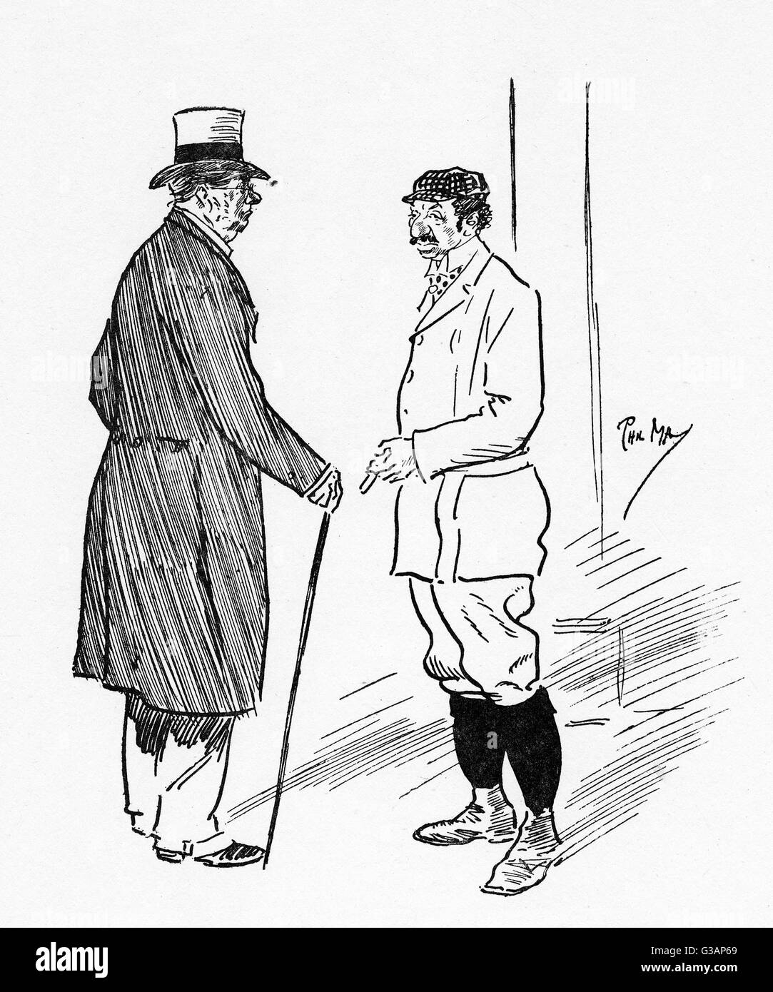 Der alte Gent und der deutsche Jude lächerlich gemacht, weil sie "Engländer" sind. Stockfoto