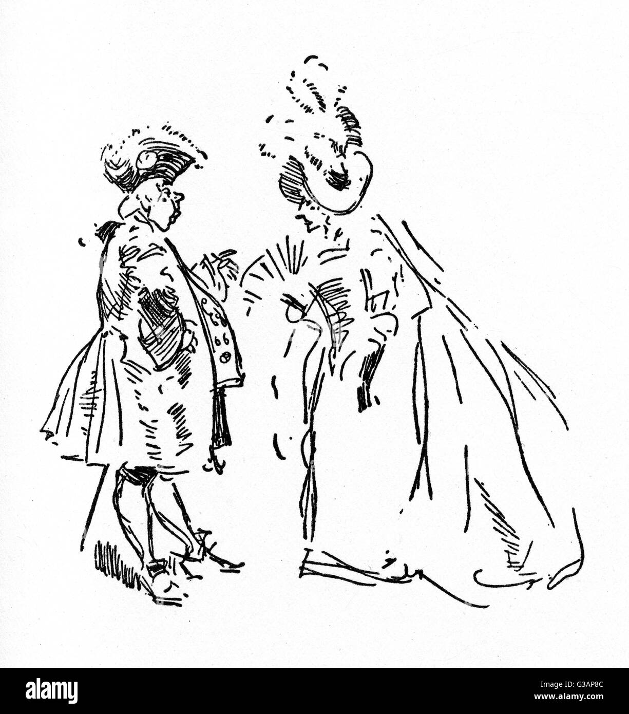 Zwei Schauspieler, gekleidet in der Rolle des Adligen des 18.. Jahrhunderts. Stockfoto