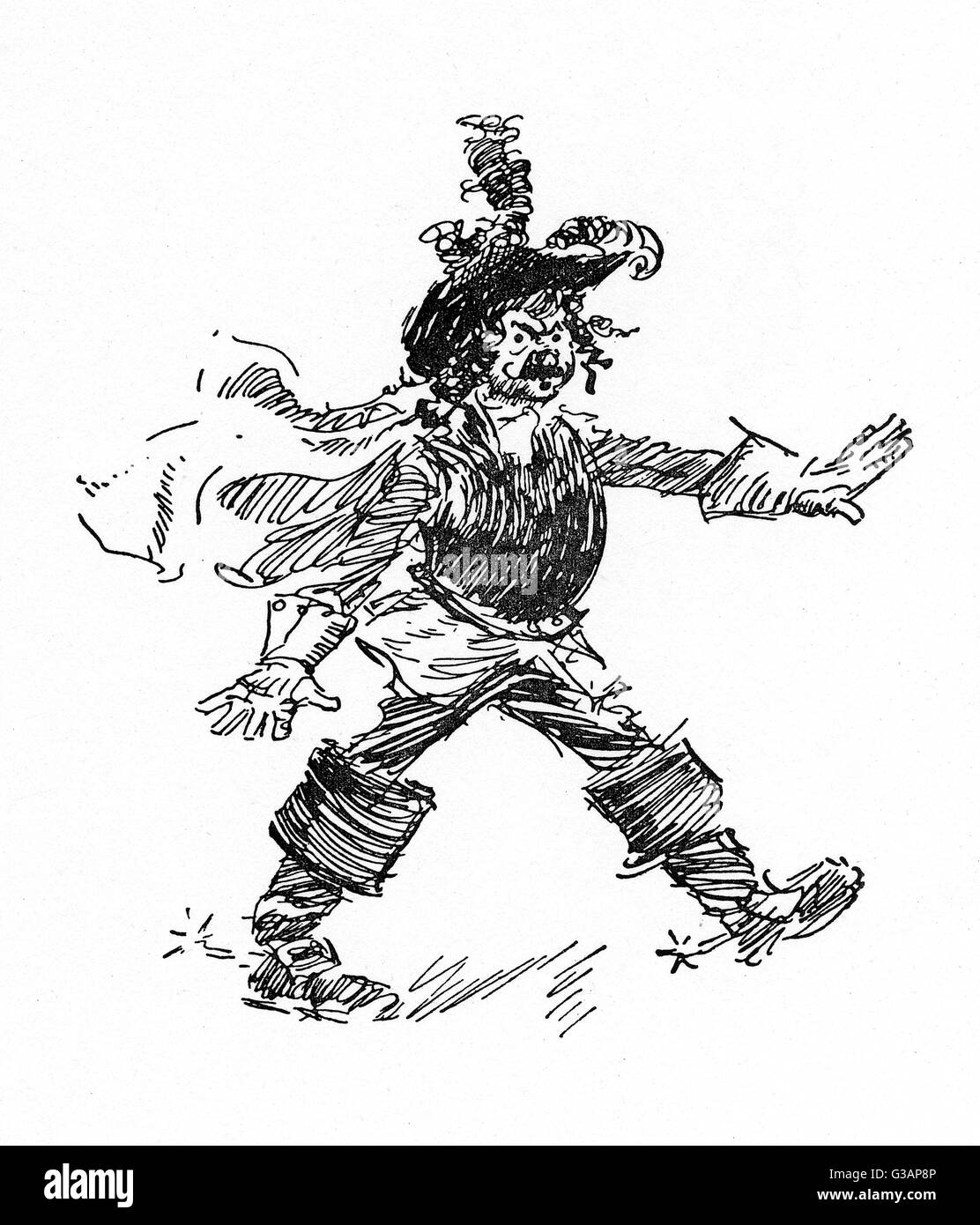 Späten viktorianischen Schauspieler im Cavalier Kostüm von einem Federhut und Cavalier Stiefeln mit Sporen.     Datum: ca. 1890 s Stockfoto