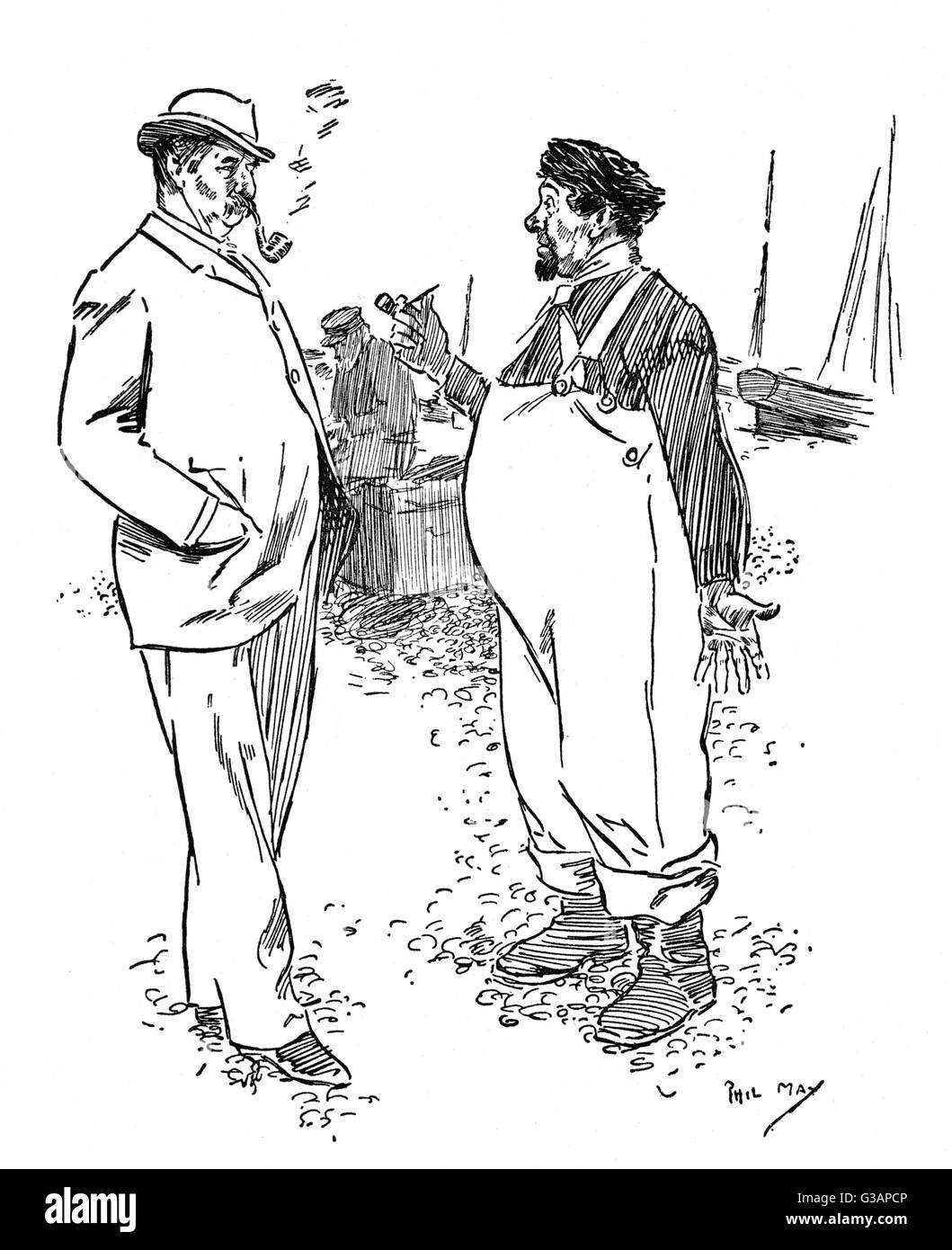 Bootsmann unglücklich über den Zustrom von Tourismus nach Cornwal Stockfoto