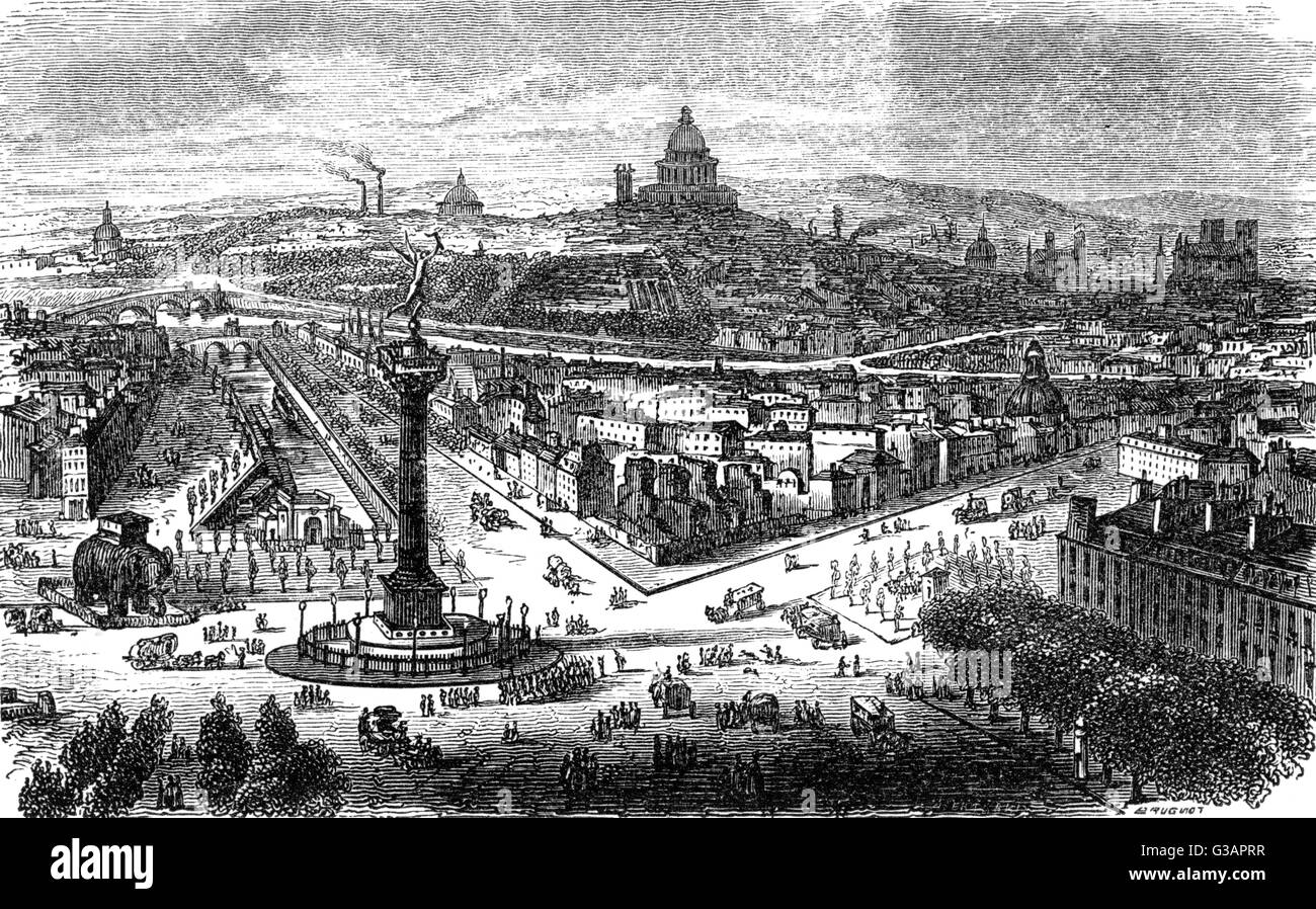 Paris, Frankreich - Place De La Bastille, Colonne de Juillet.     Datum: um 1870 Stockfoto