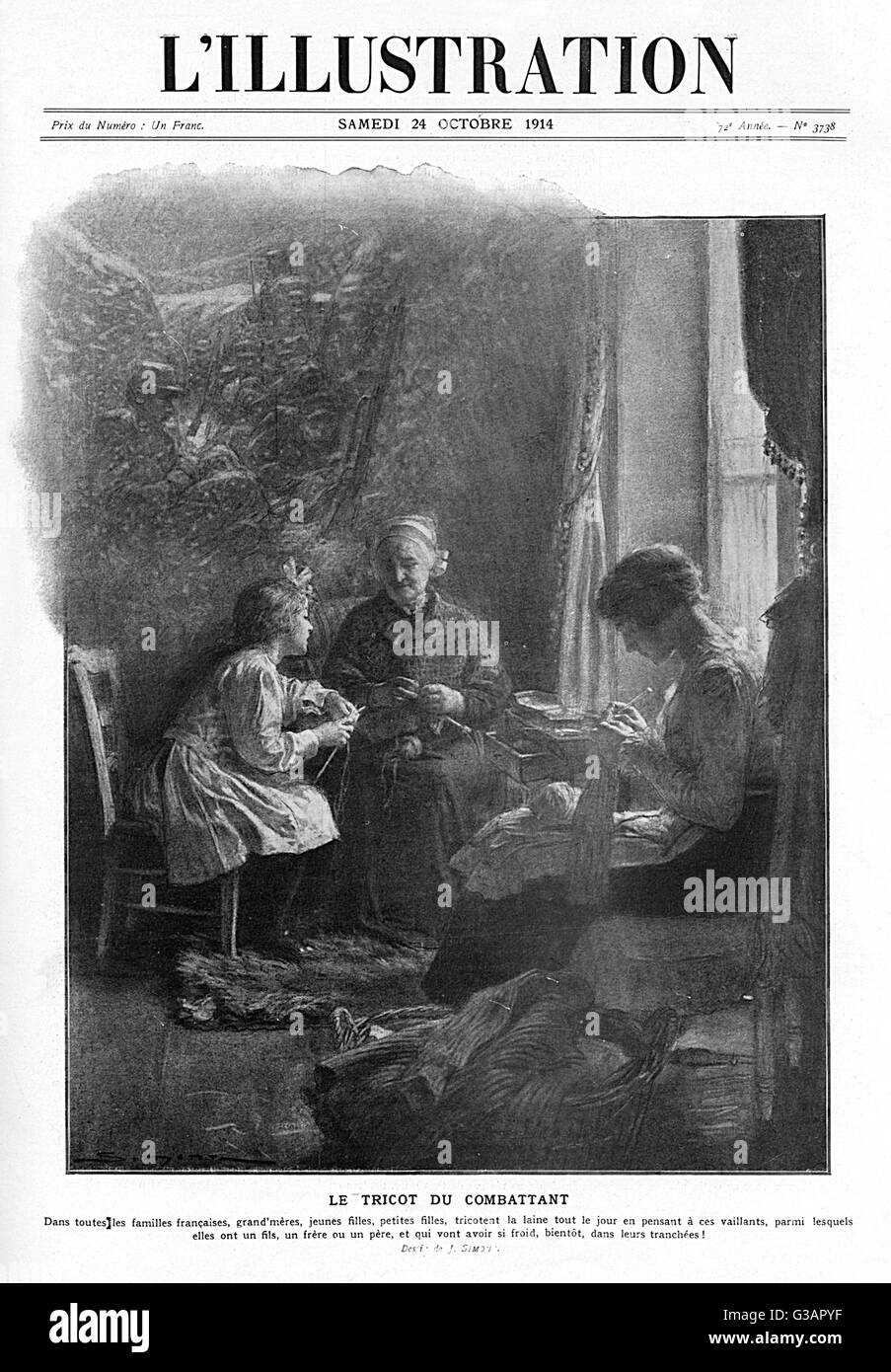 Französische Frauen stricken für Soldaten, WW1 Stockfoto