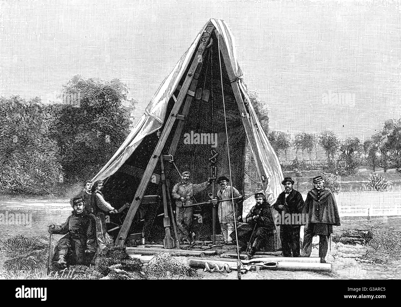 Paris, Frankreich - Eiffelturm, Bauaufsicht. Stockfoto