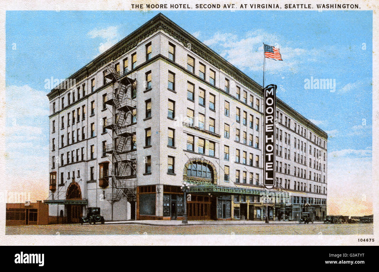 The Moore Hotel, 2. Avenue in Virginia, Seattle, USA Stockfoto