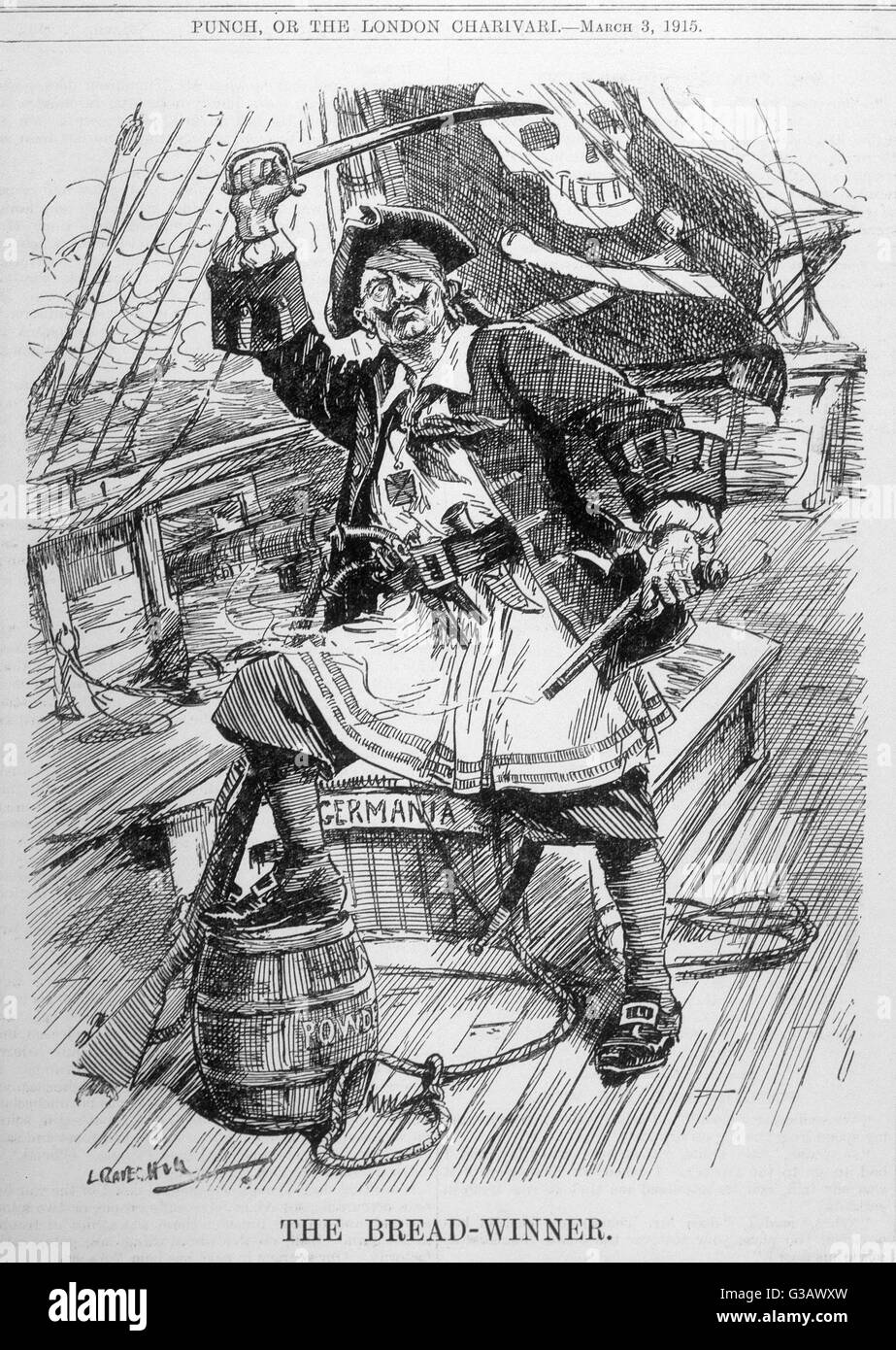 Cartoon, der Brotgewinner (Wilhelm II) WW1 Stockfoto