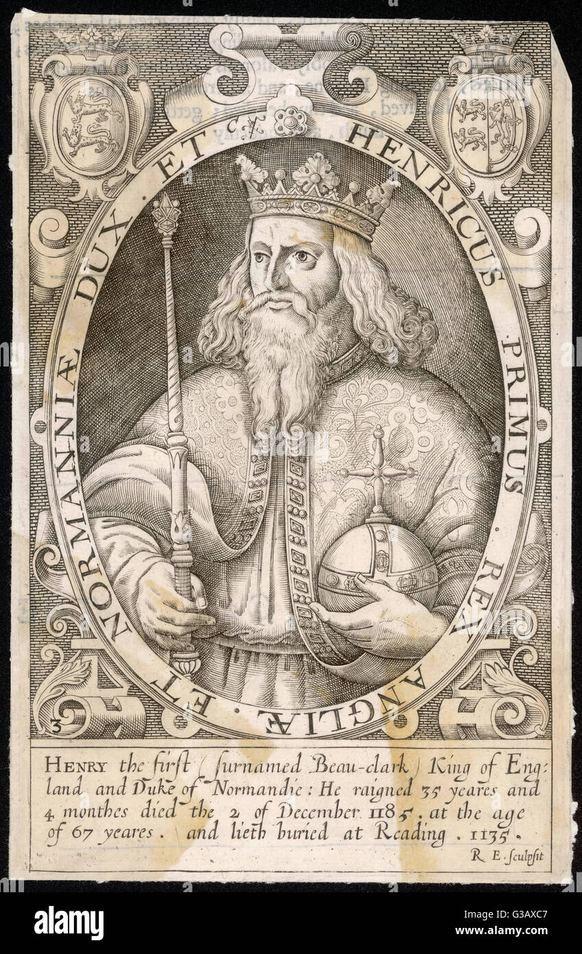 König Heinrich ich (1068-1135) König von England (1100-35) Stockfoto