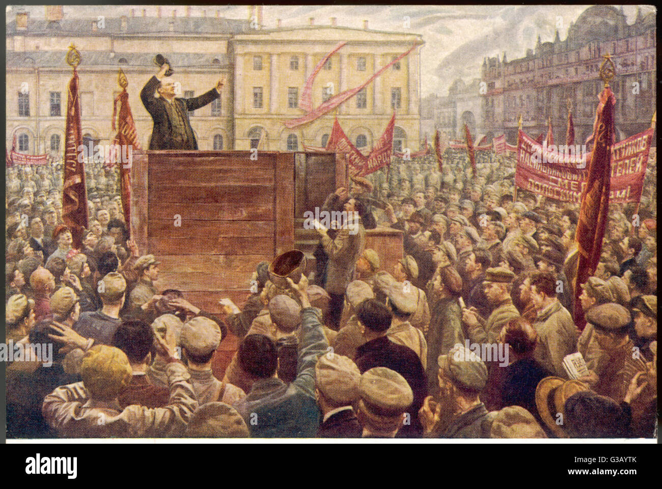 VLADIMIR LENIN Adressierung eines Moskau drängen Datum: 1920 Stockfoto