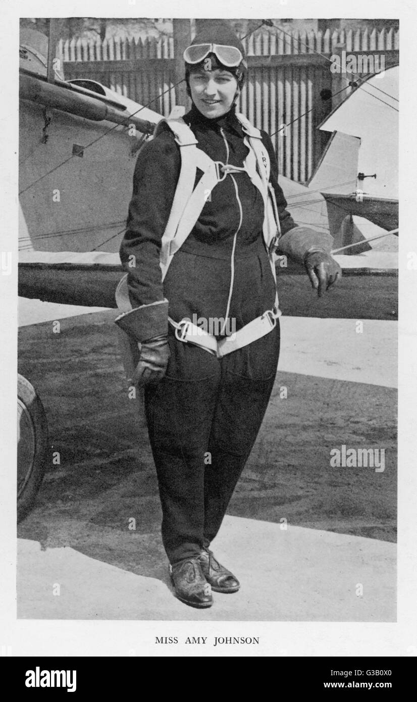 Amy Johnson (Frau Mollison), britische Flieger, die mehrere Rekord Flüge gemacht.  Ertrunken im Jahr 1941 nach Rettung über der Themse-Mündung. Stockfoto