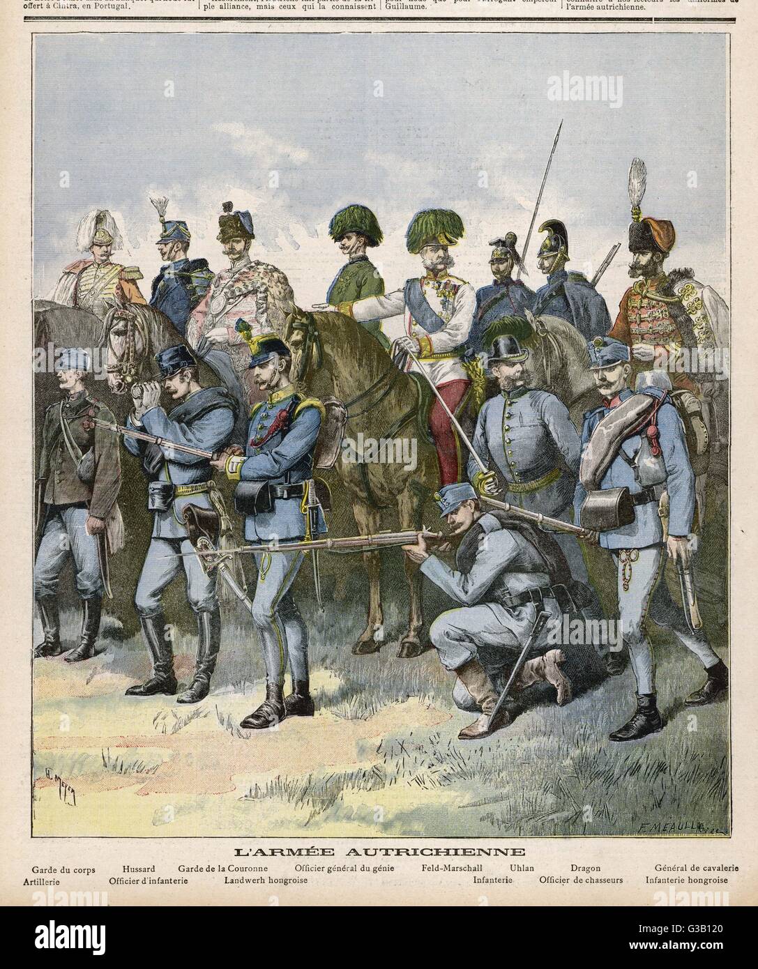 ÖSTERREICHISCHE UNIFORMEN 1892 Stockfoto