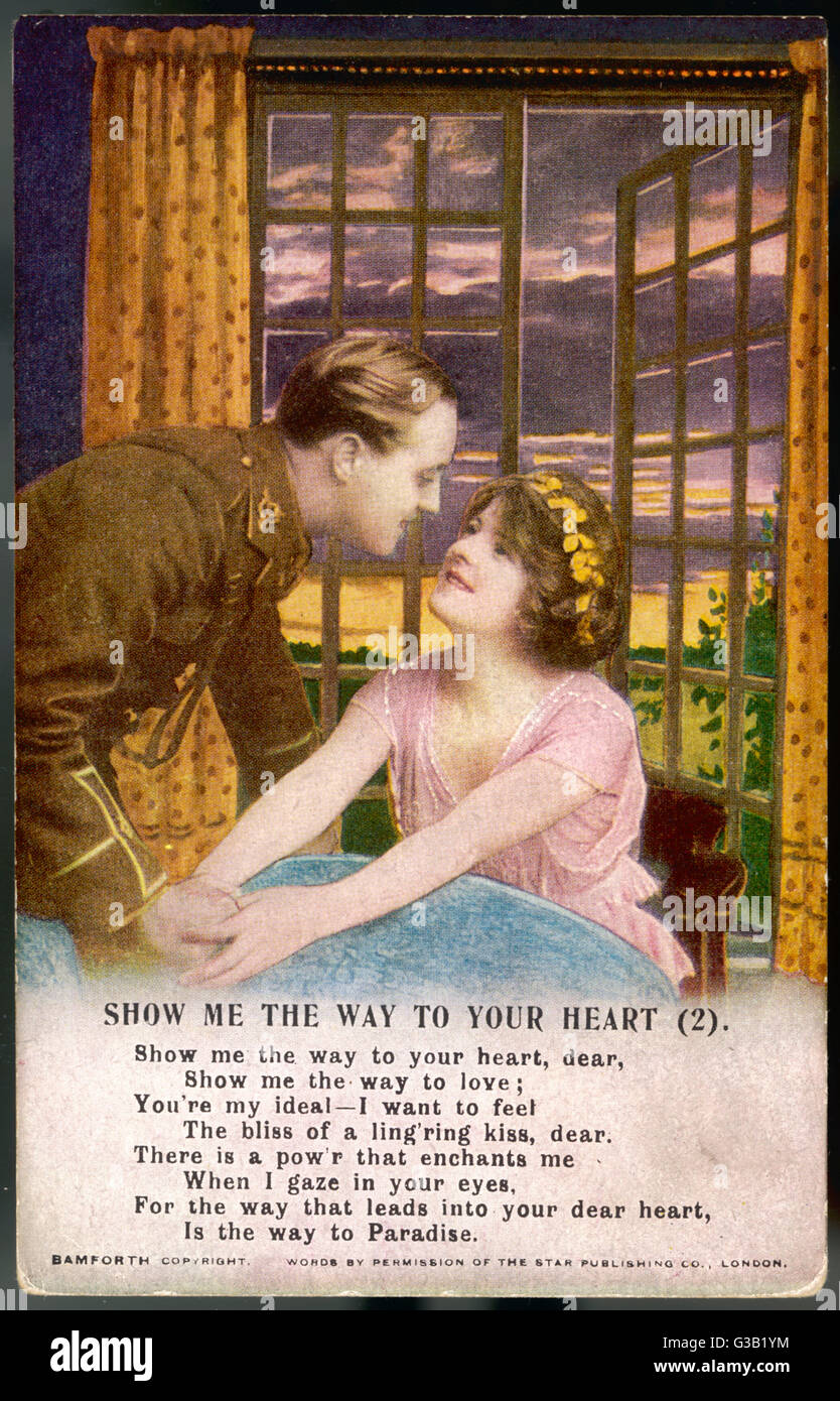 WW1 POSTKARTENHERZ 1914 Stockfoto