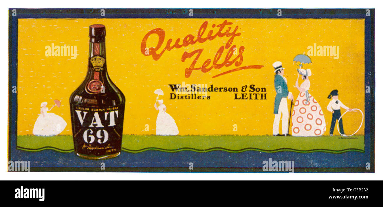 VAT 69 - Qualität sagt Datum: 1920er Jahre Stockfoto