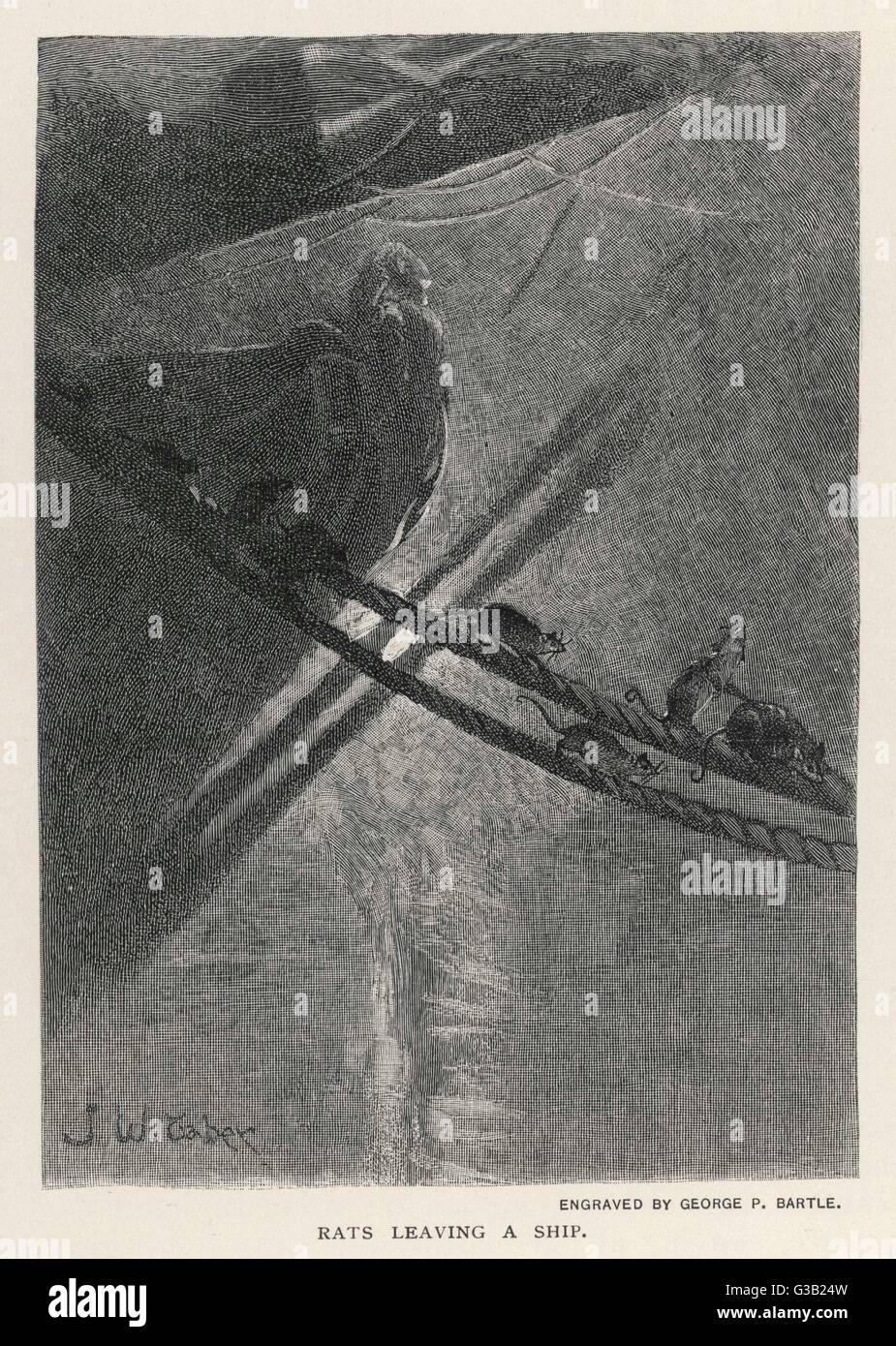 Ratten verlassen ein Schiff - ein sicheres Zeichen dafür, dass es dazu verurteilt, Datum sinken: 1894 Stockfoto
