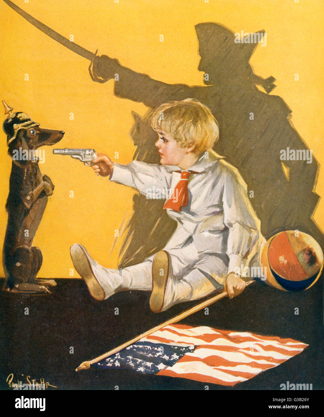 WW1 ZEICHENTRICKFILM/JUNGE UND HUND Stockfoto