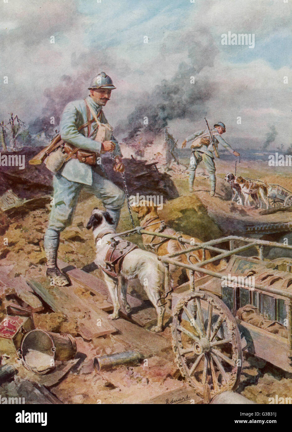 Französisches Hundekorps, erster Weltkrieg Stockfoto