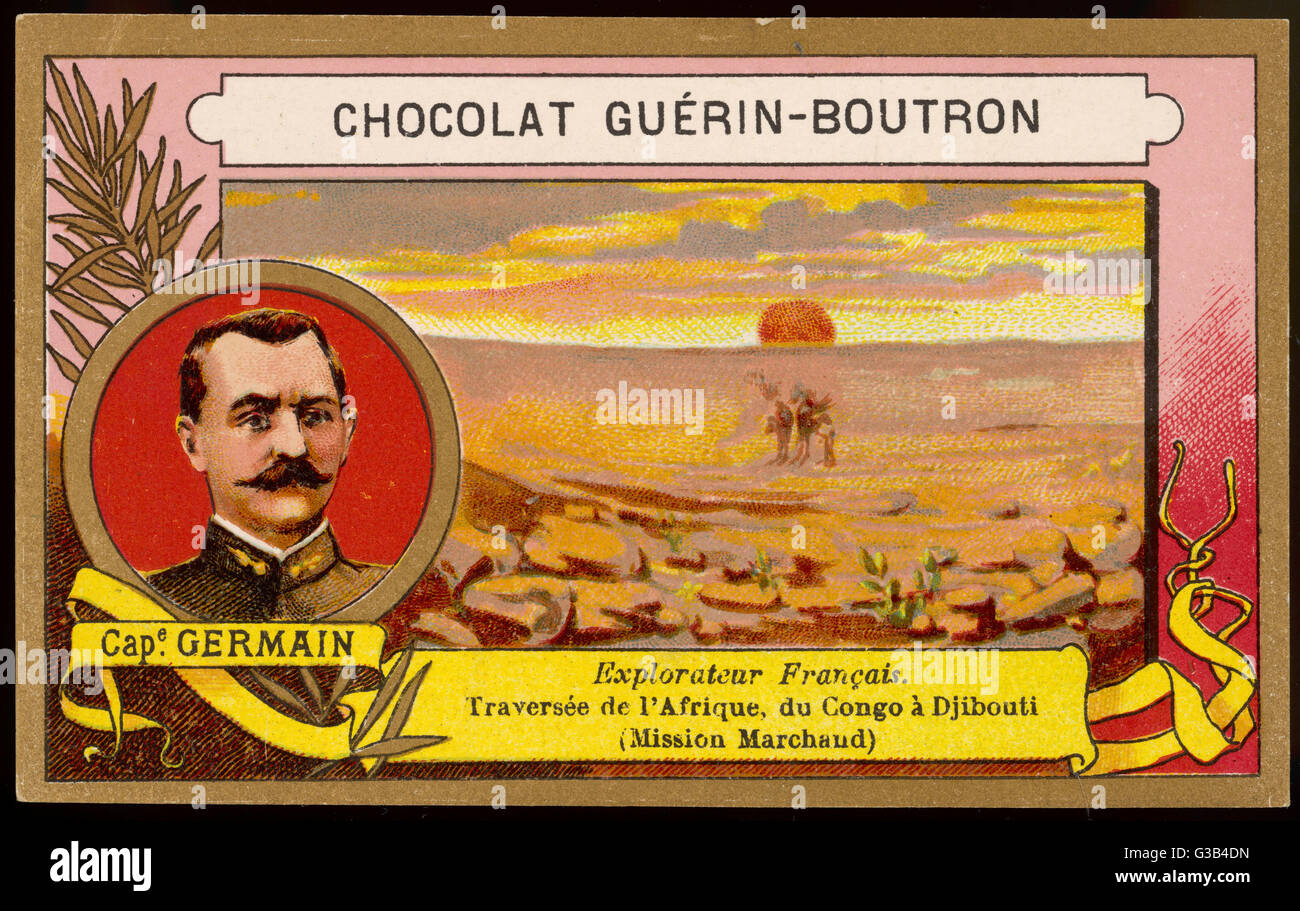 CAPITAINE GERMAIN französische Entdecker, die Afrika aus dem Kongo, Dschibuti, mit dem Marchand Mission Datum überschritten: blühte der 1890er Jahre Stockfoto
