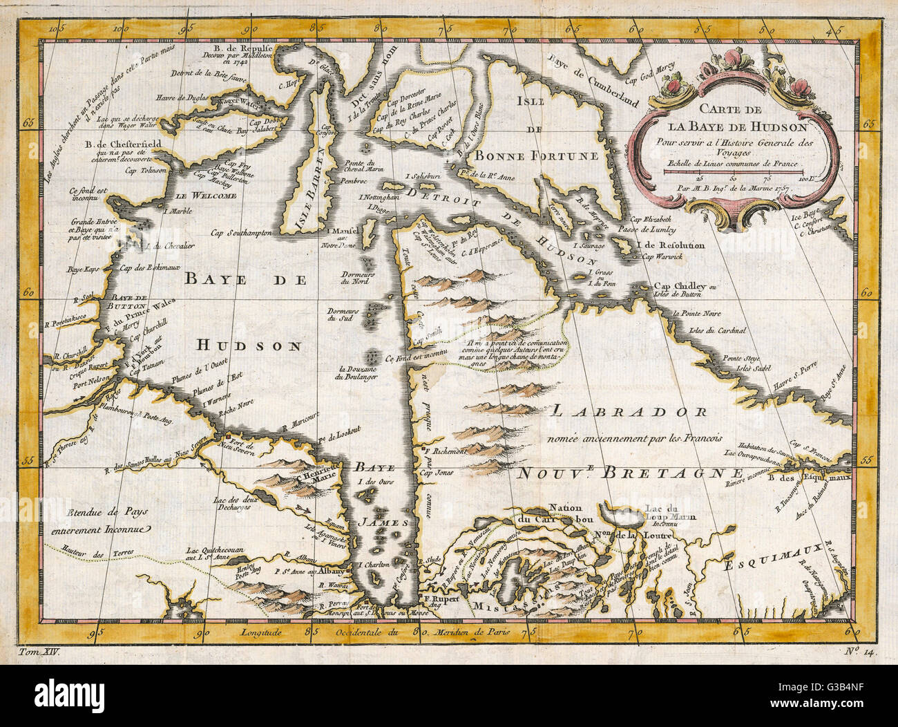 HUDSON BAY, zur Zeit des Siebenjährigen Krieges, mit französischen und englischen Forts einschließlich Fort York, die wichtigste Siedlung der Hudson Bay Company Datum: ca. 1757 Stockfoto HUDSON BAY, zur Zeit des Siebenjährigen Krieges, mit französischen und englischen Forts einschließlich Fort York, die wichtigste Siedlung der Hudson Bay Company Datum: ca. 1757 Stockfoto
