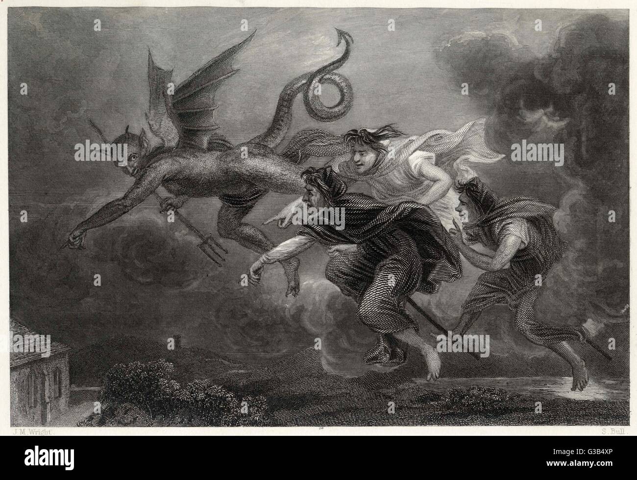 'Adresse zum Teufel': Hexenmeister grim zu lassen, und Hexen, Tell verdorben wie wi' Sie auf Ambrosia Gäulen...       Datum: 1839 Stockfoto