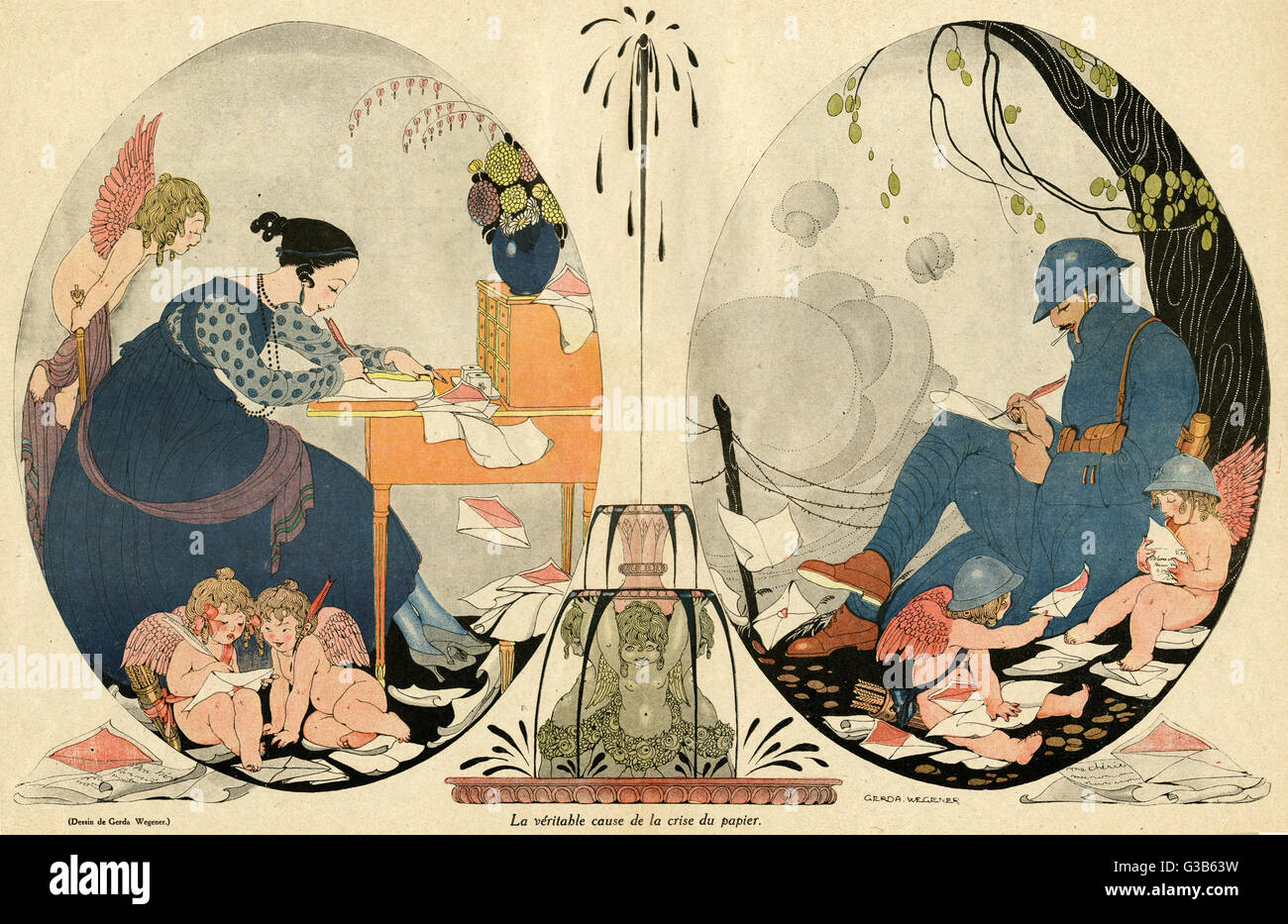 Cartoon, der wahre Grund für die Papierkrise, WW1 Stockfoto