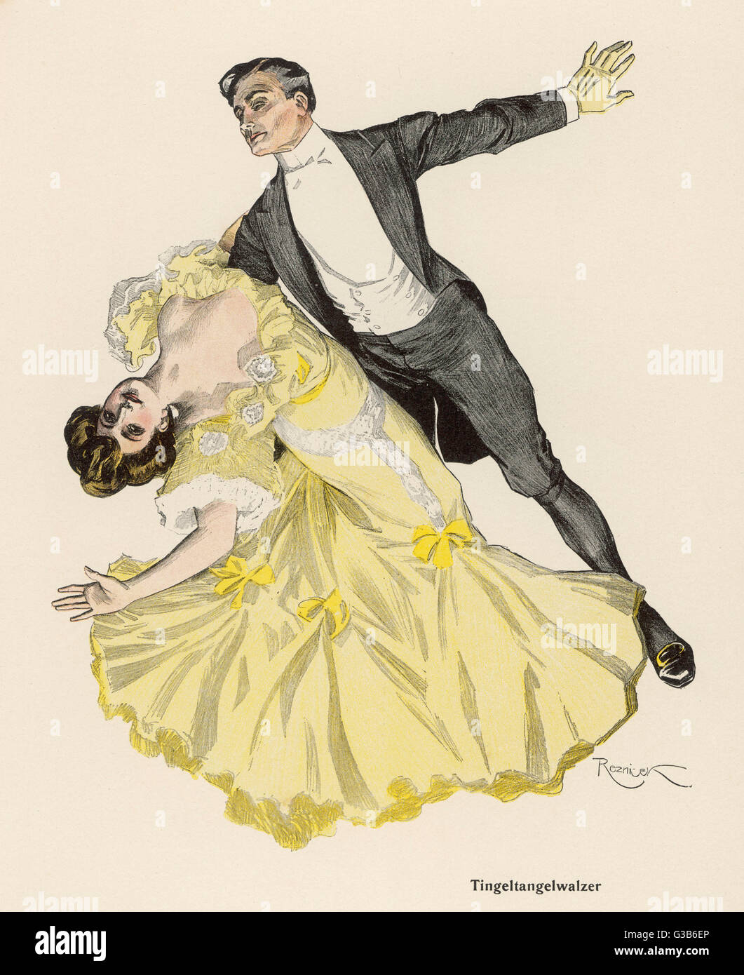 Die "TINGEL-TANGEL-WALZER" (= grob, Honky-Tonk Walzer) ist weit entfernt von den relativ behäbig Tanz des 19. Jahrhunderts Ballroom, obwohl schon damals ein Skandal.     Datum: 1908 Stockfoto