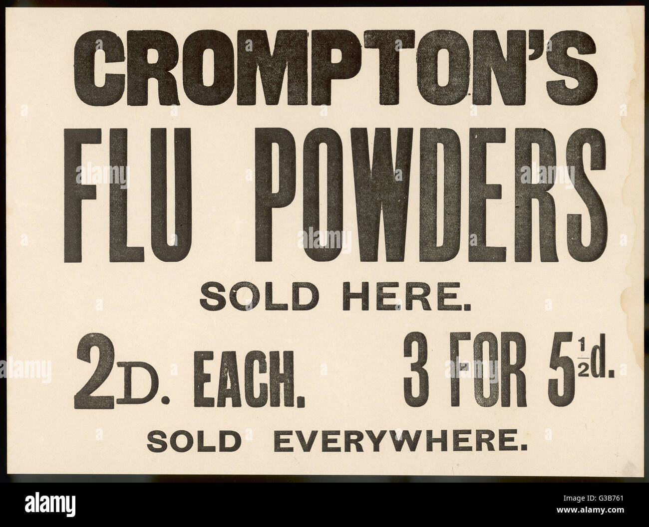 Crompton-Grippepulver Stockfoto