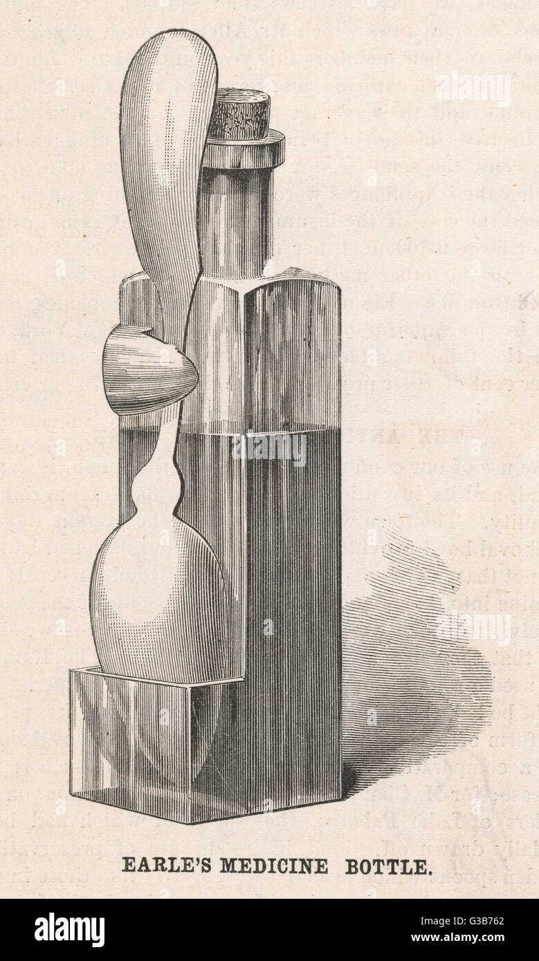 Earle Medizin-Flasche, die kommt mit einem handlichen Löffel Fach Datum: 1880 Stockfoto