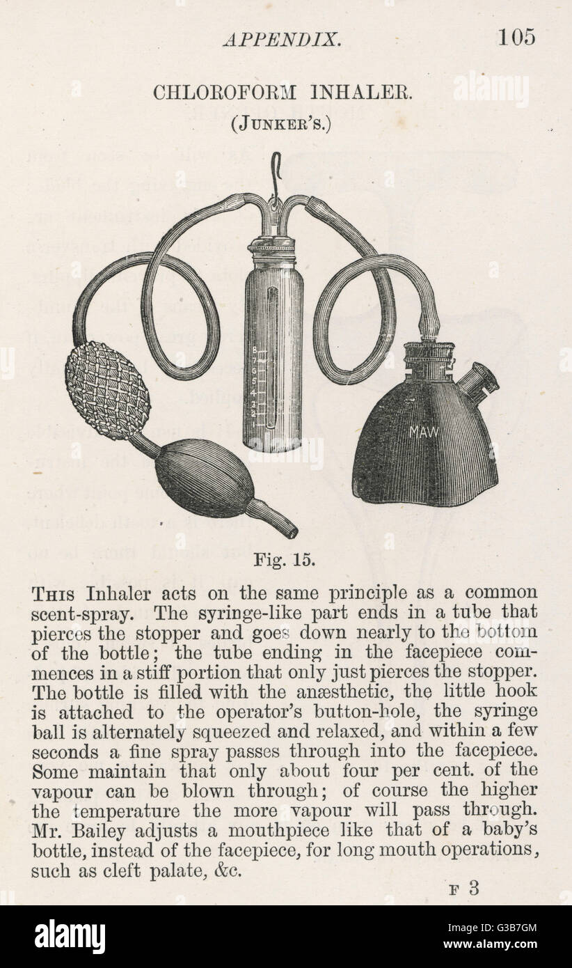 CHLOROFORM-INHALATOR/1885 Stockfoto