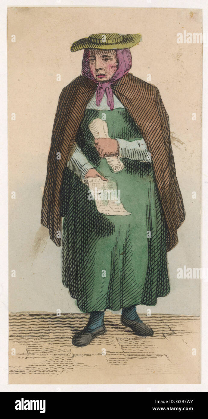 London-Ballade Sänger und Verkäufer.        Datum: ca. 1825 Stockfoto