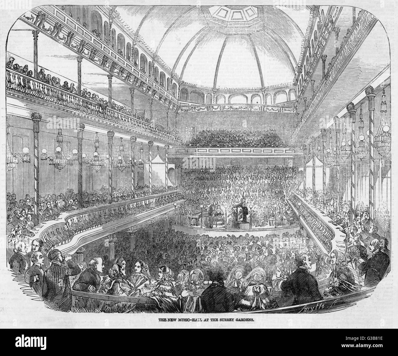 SURREY GARDENS MUSICHALL Stockfoto