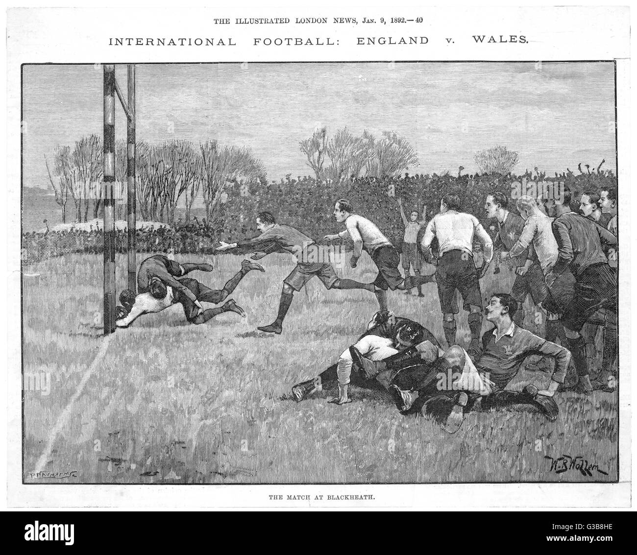 England besiegen Wales am Blackheath mit 17: 0.         Datum: 2. Januar 1892 Stockfoto
