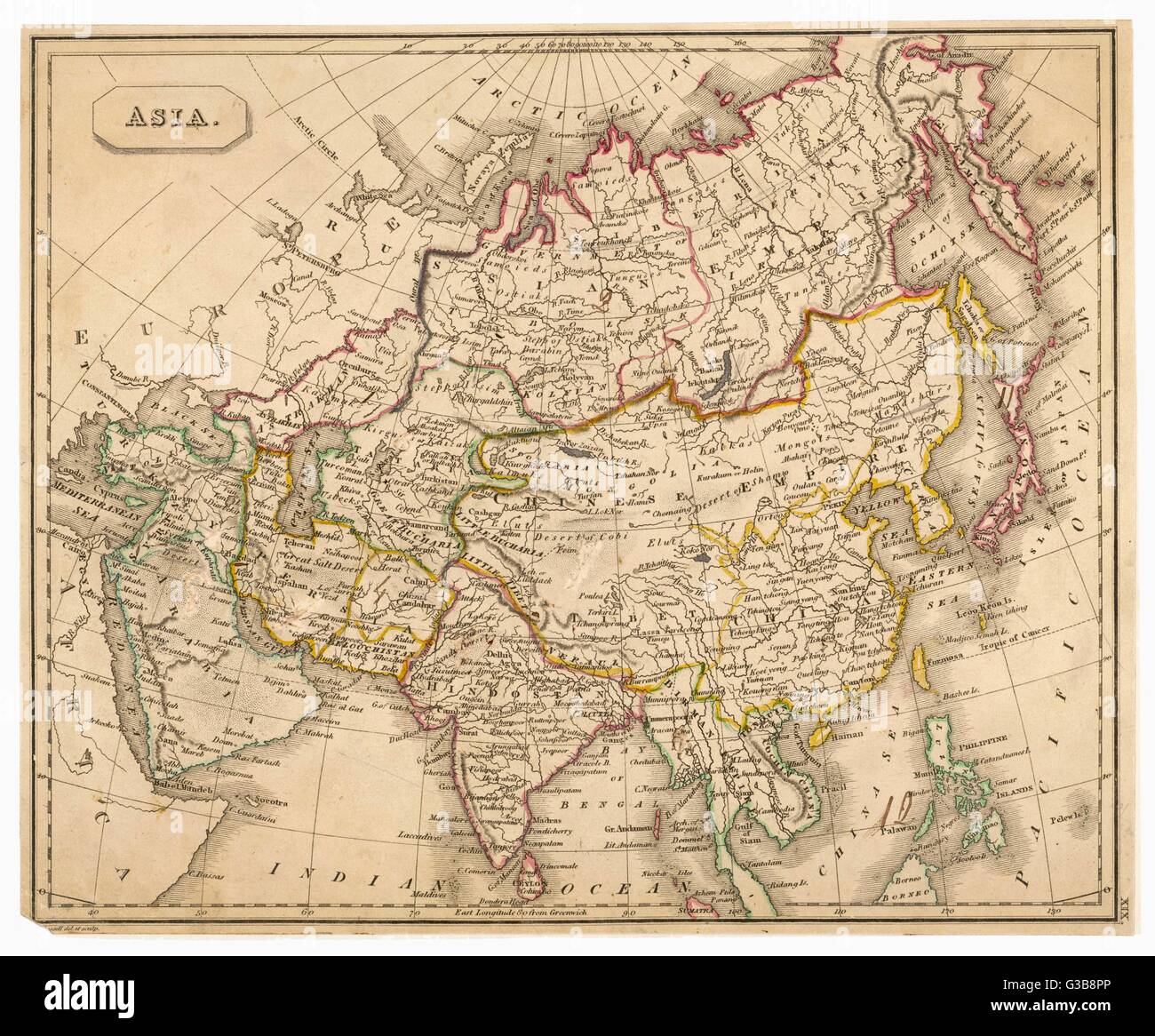 Karte – Asien 1827 Stockfoto