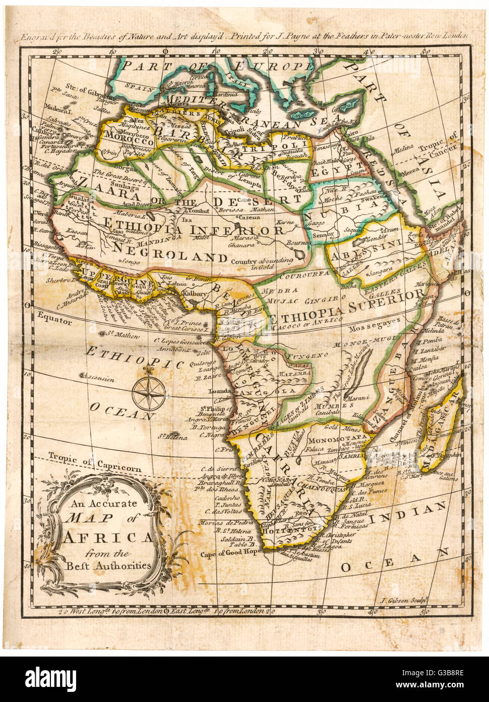 KARTE/AFRIKA 1763 Stockfoto