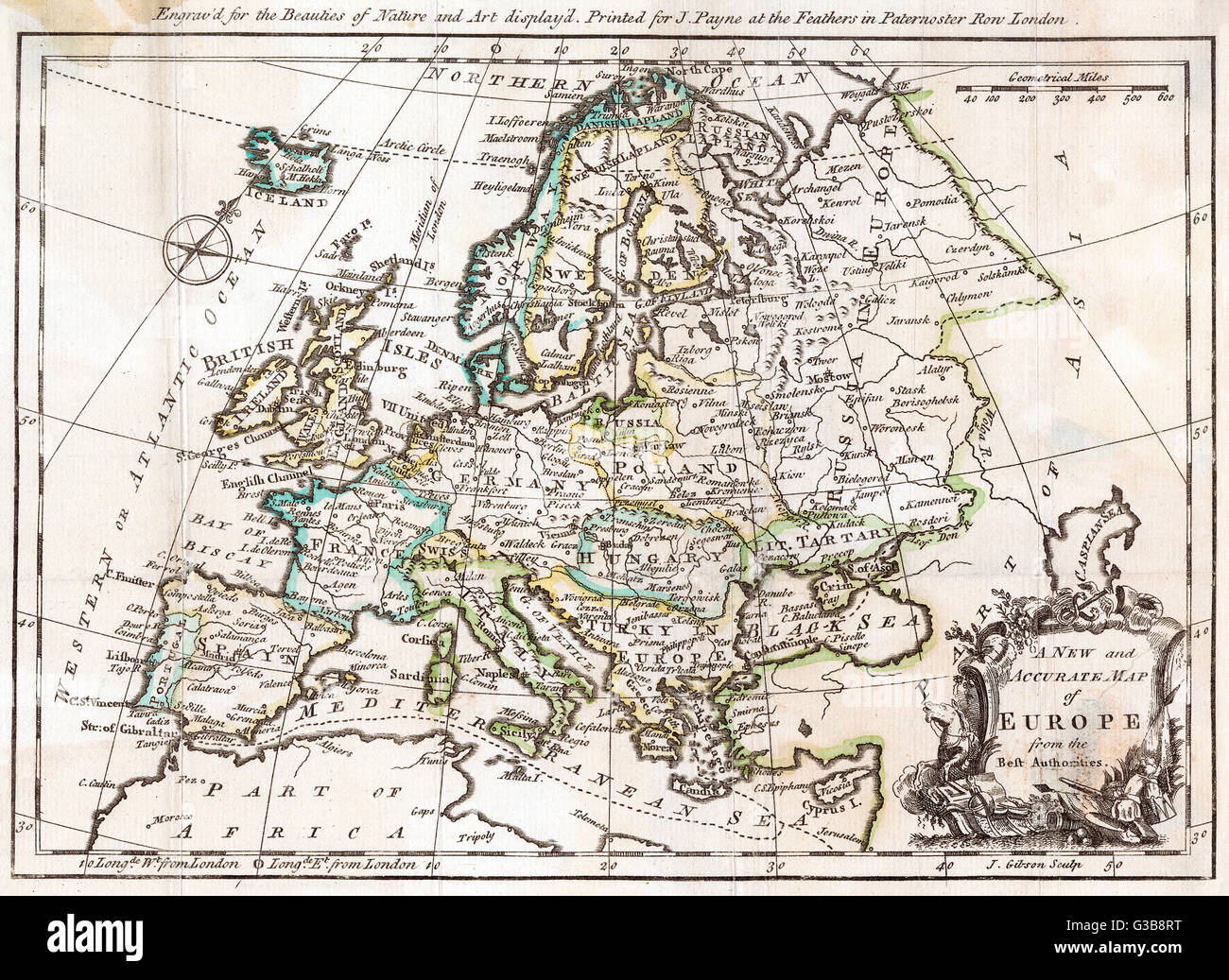 Karte – Europa, 1763 Stockfoto