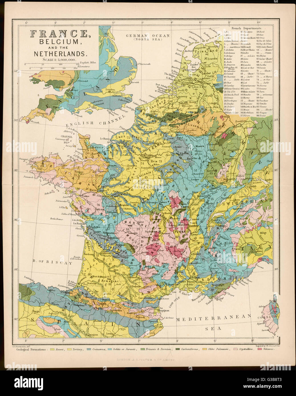 Karte - Frankreich - Belgien - Niederlande Stockfoto