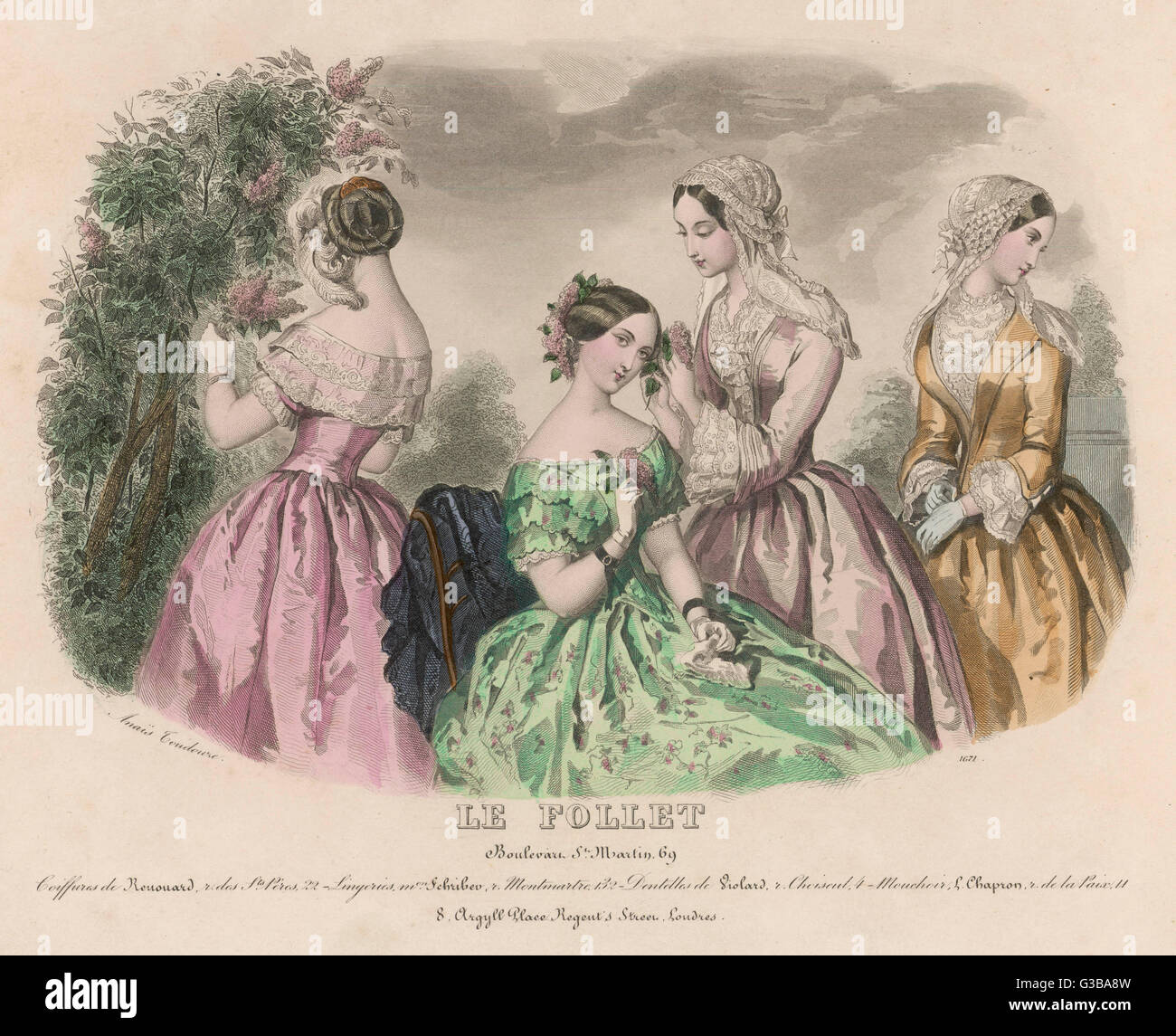 Damenmode 1850er Stockfoto