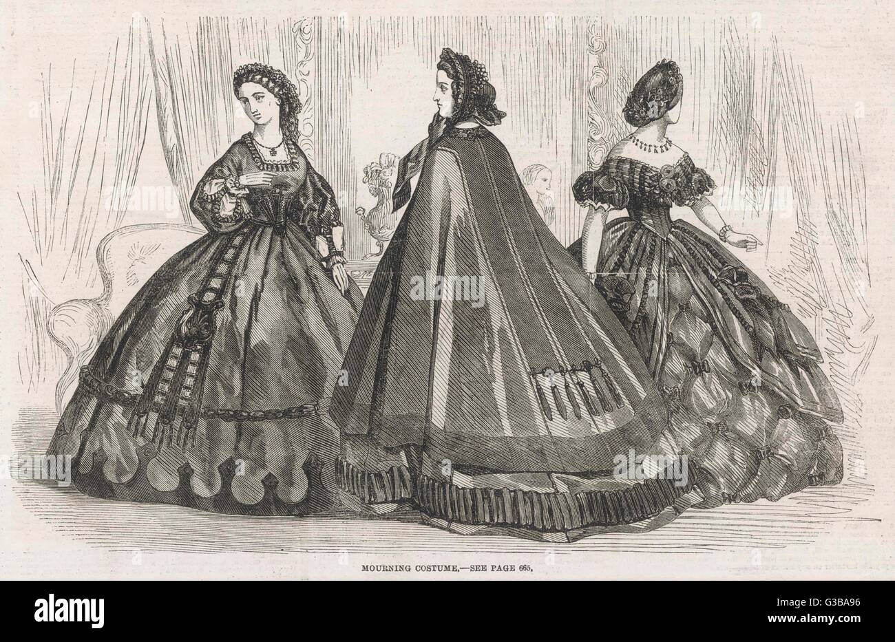 Trauerkleid 1861 Stockfoto