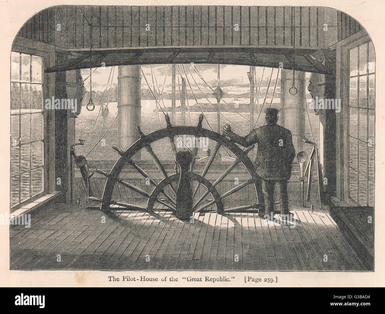 Das Pilot-Haus der "Großen Republik" eine der besten bekannten Mississippi-Raddampfer.       Datum: 1874 Stockfoto
