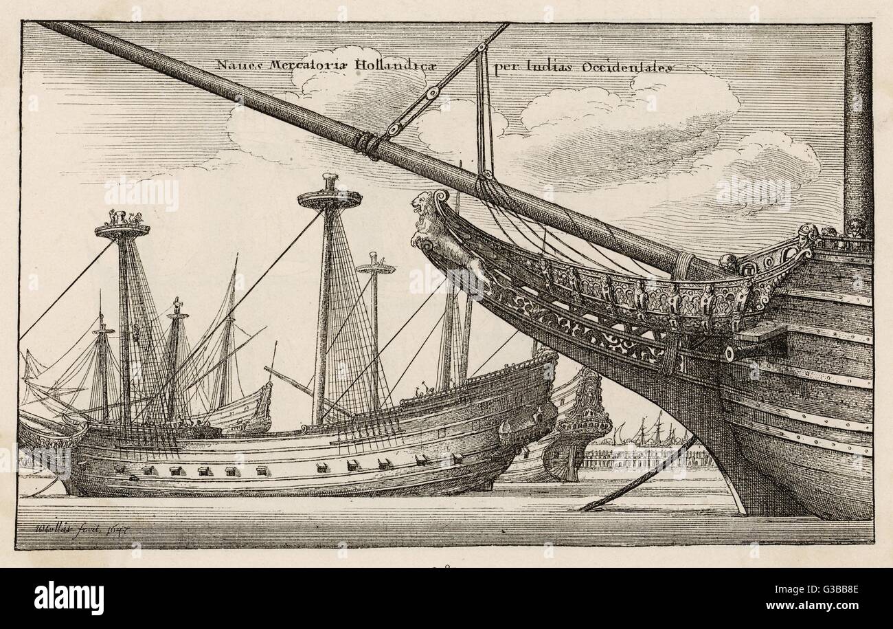 Schiffe von der Niederländischen Westindien-Kompanie.         Datum: 1647 Stockfoto