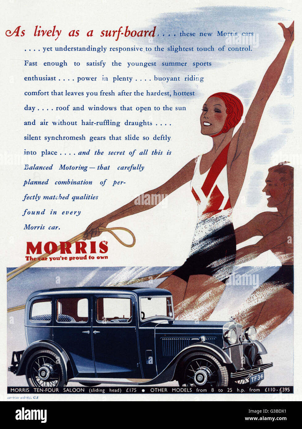 Werbung für Morris Cars 1934 Stockfoto