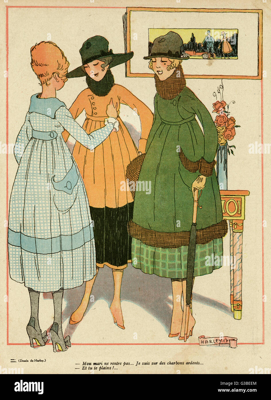 Drei Franzosen in modischen Outfits, WW1 Stockfoto