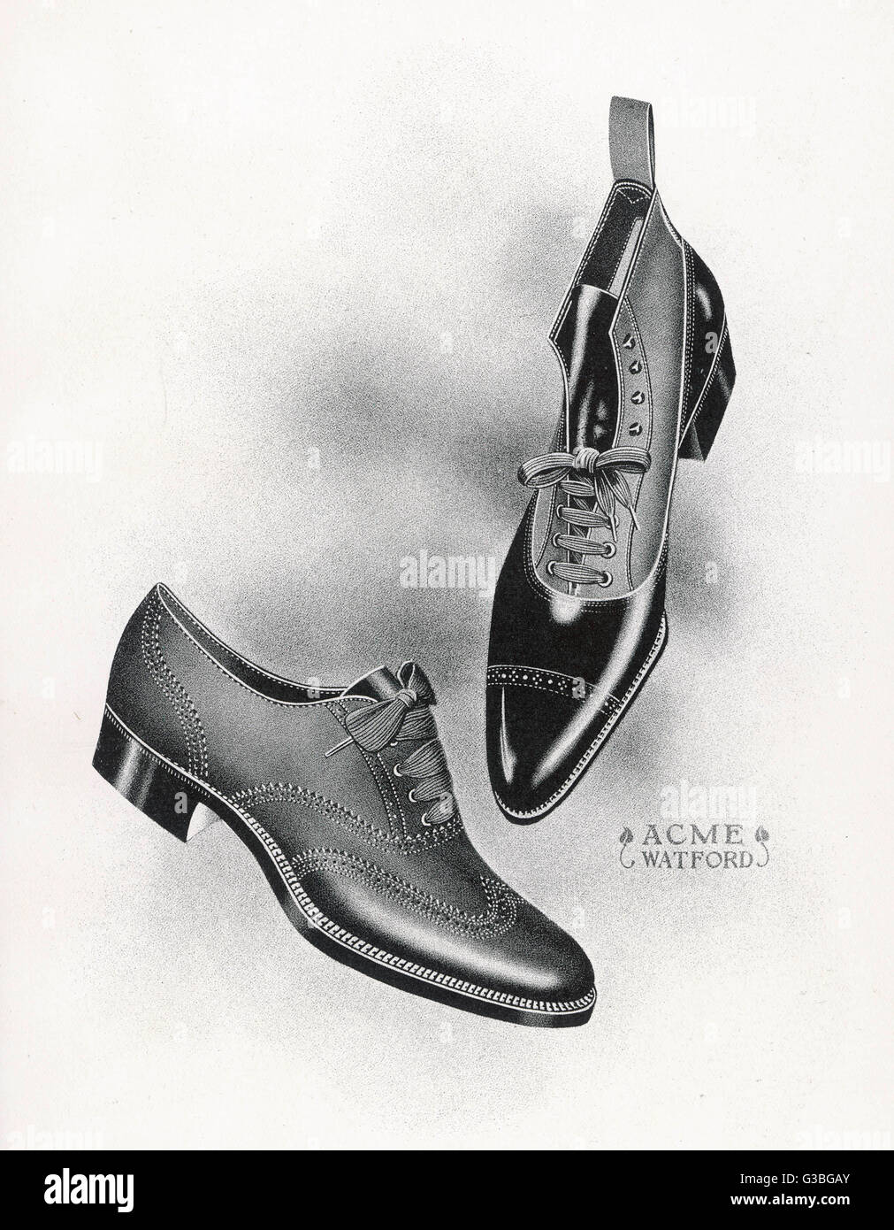 Ein Beispiel für eine Front Schnürung Schuh &amp; Boot mit einem kontrastierenden Obermaterial kann sich der Leinwand.       Datum: 1908 Stockfoto
