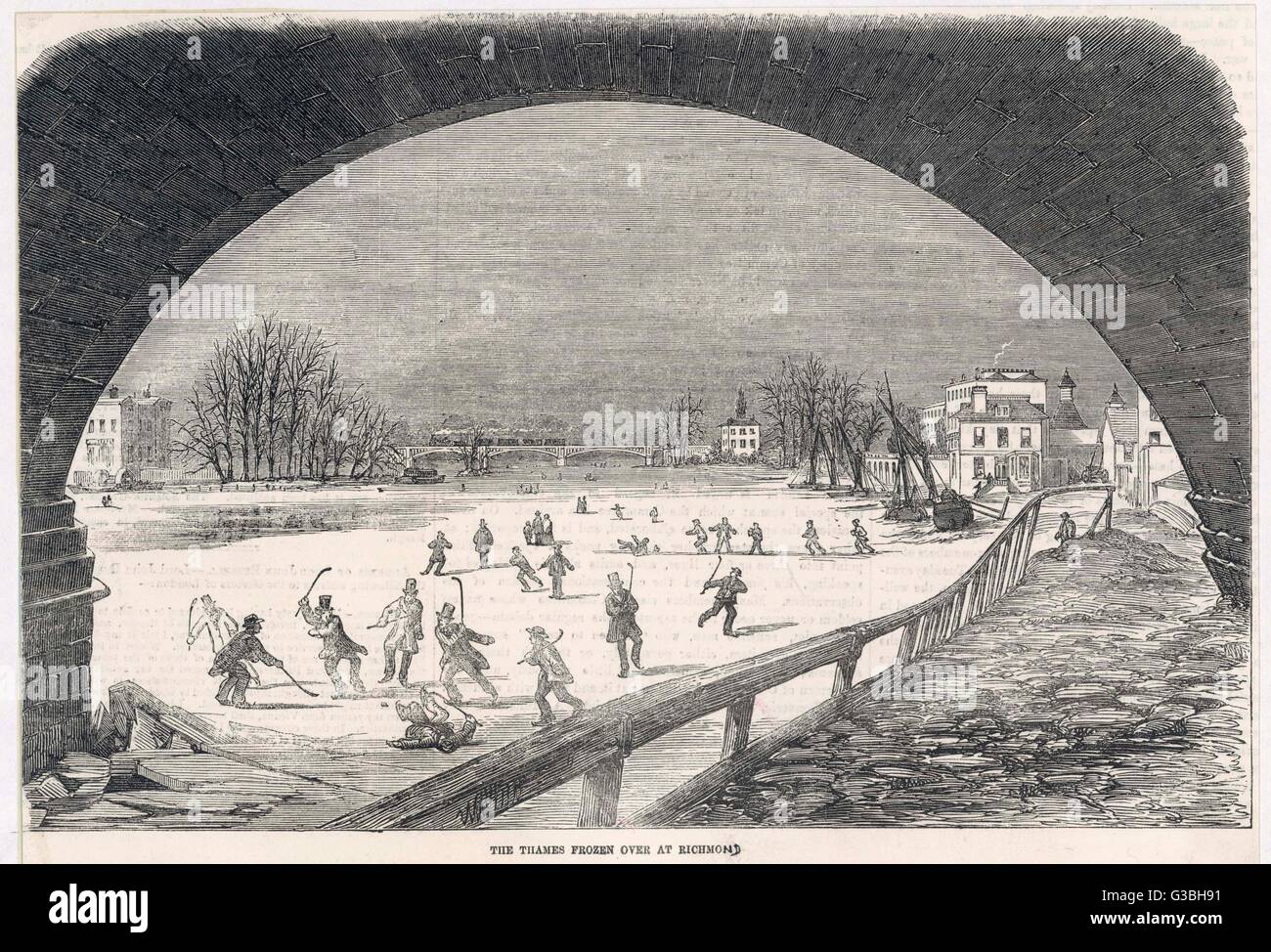 Die Themse ist in Richmond 1855 gefroren Stockfoto
