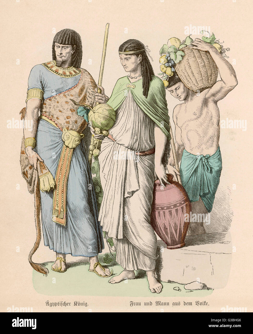 ALTEN Ägypten Darstellung der Kleidung und Insignien eines alten ägyptischen  Königs im Gegensatz zu gemeinen. Datum: v. Chr Stockfotografie - Alamy
