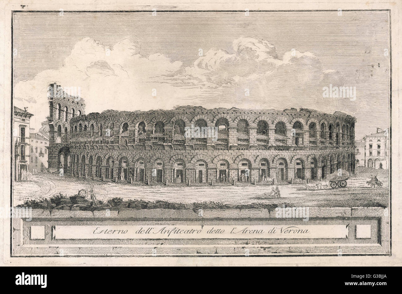 Blick auf das Amphitheater in Verona Datum: 18. Jahrhundert Stockfoto