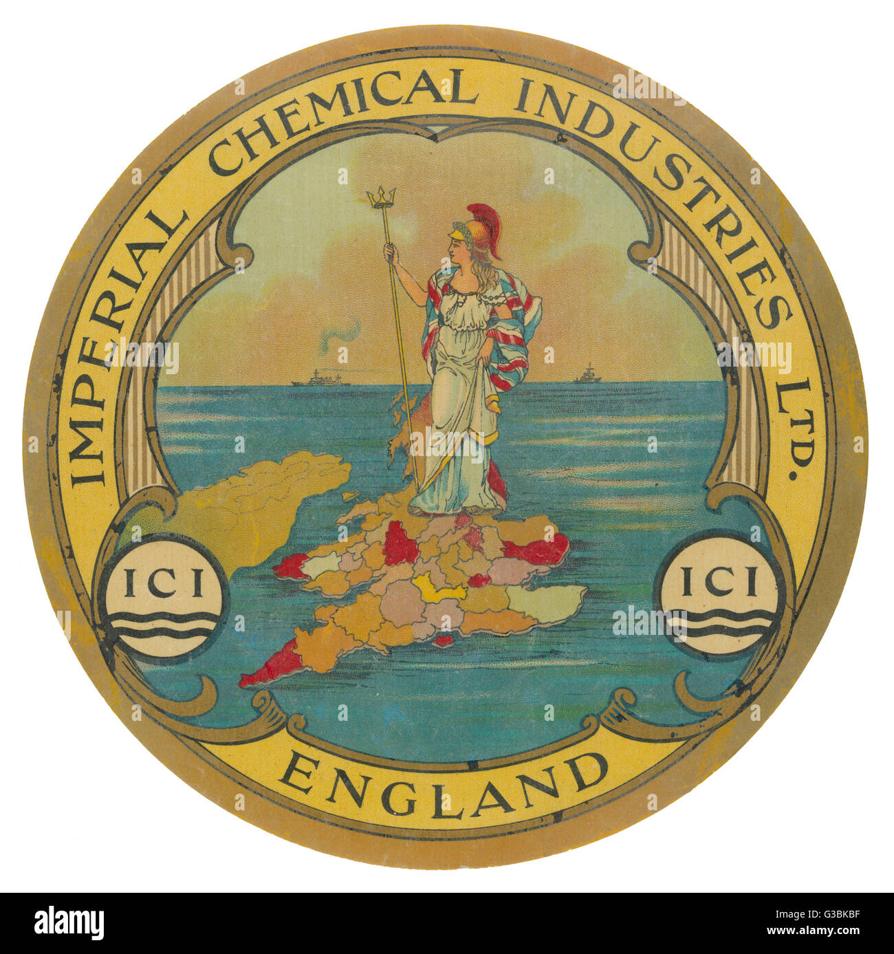 ICI (Imperial Chemical Industries) hilft die Wellen in die tollen Tage herrschen, wenn das Wort 'Imperial' man, stolz zu sein ist, Britannia!      Datum: Anfang des 20. Jahrhunderts Stockfoto