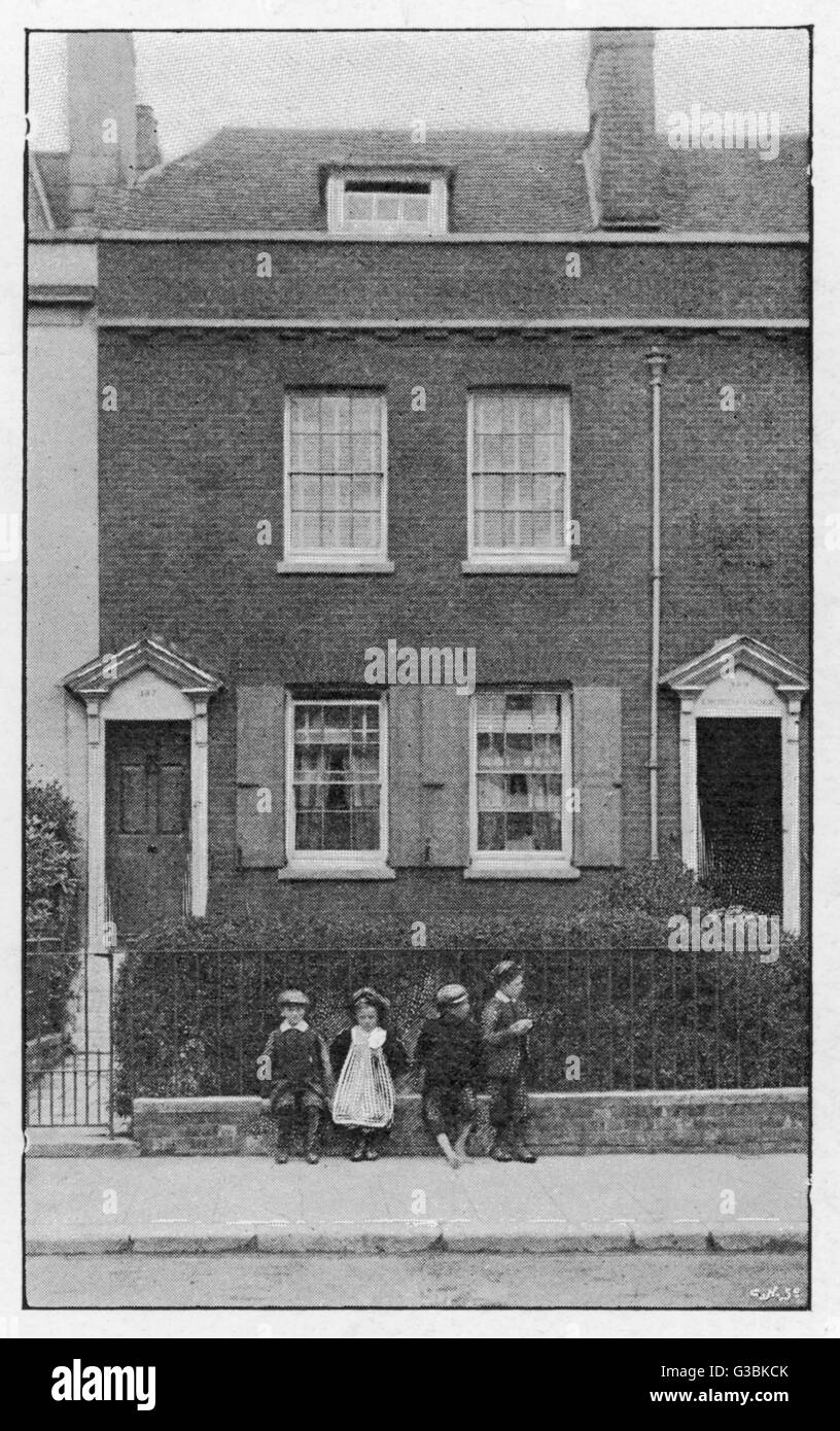 SEIN Geburtshaus in 387 Meile Ende Terrasse, Commercial Road, Landport, Portsmouth, wo Charles Dickens am 7. Februar 1812 geboren wurde.      Datum: 1812-1870 Stockfoto