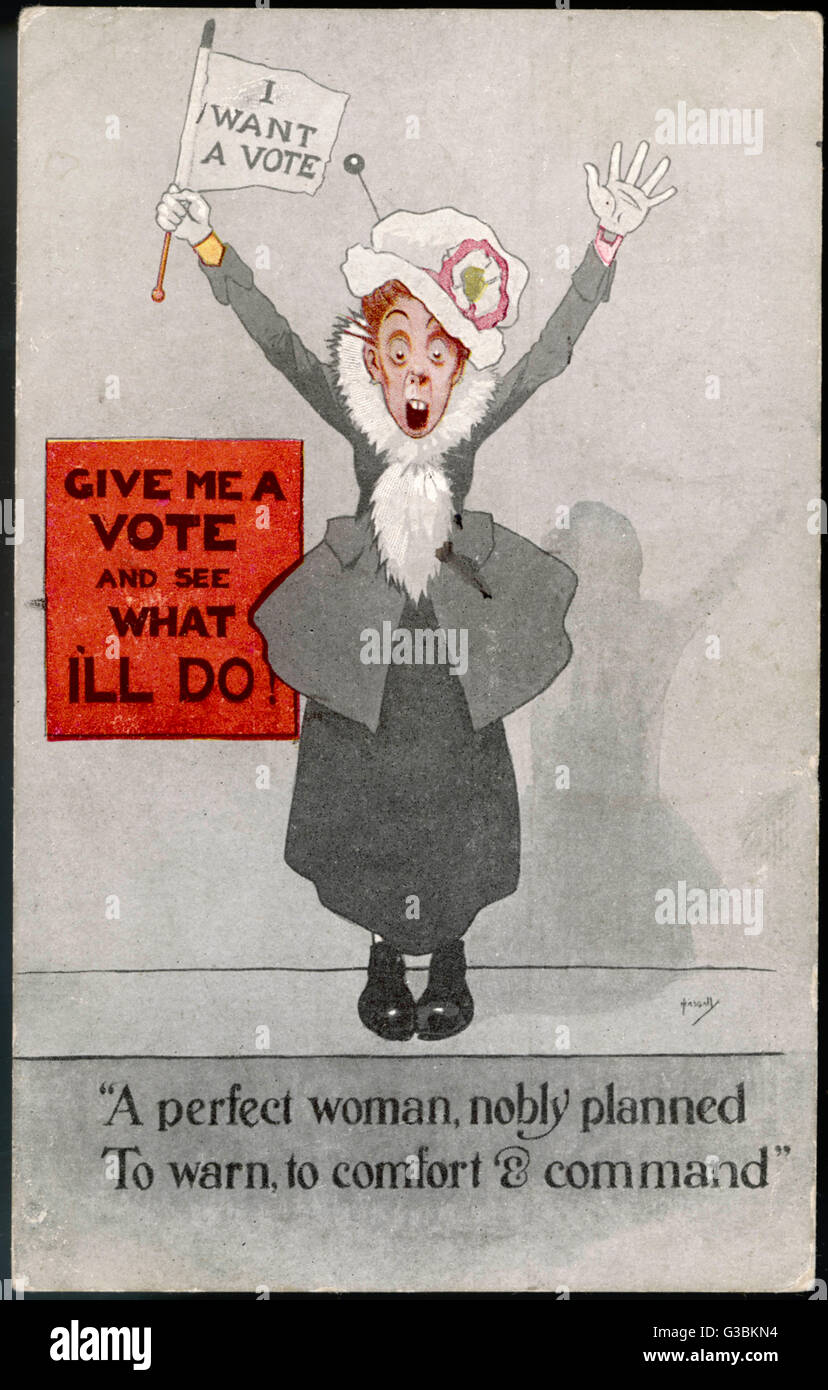 Eine eindrucksvolle Frauenrechtlerin: "Gib mir die Abstimmung und sehen, was ich tun werde!"       Datum: 1912 Stockfoto