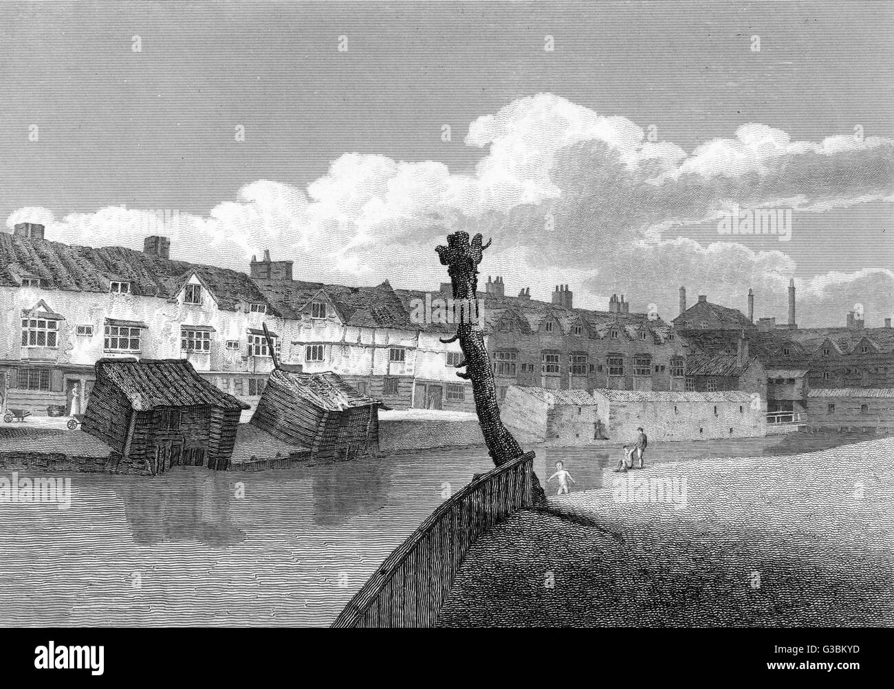 Terrassenförmig angelegten Wohnungen in London Street, Dockhead, in Bermondsey.       Datum: 16. oder 17. Jahrhundert Stockfoto